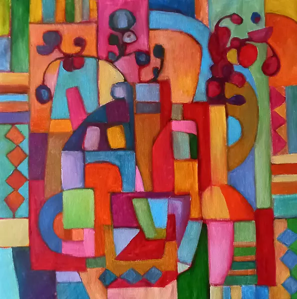 Kolesnikova Irina - розово-оранжевый натюрморт