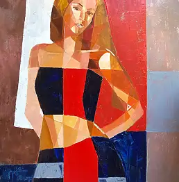 Nataliya Begisheva, Selbstporträt, Ölbild - Leinwand, 60 x 90
