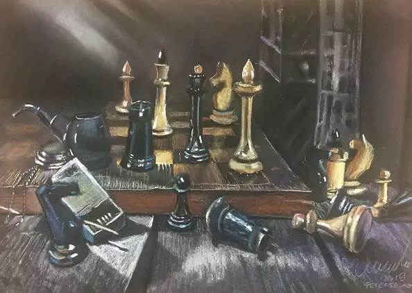 Andrzej Siewierski - chess and pipe.