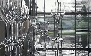 Andrzej Siewierski - glass on the background of blinds