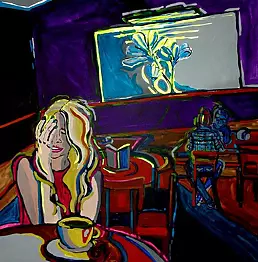 Justyna Sołowiej - a vibrant city at night-green way, coffee