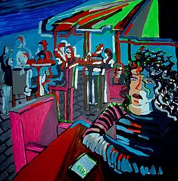 Justyna Sołowiej - a vibrant city at night-house cafe, call