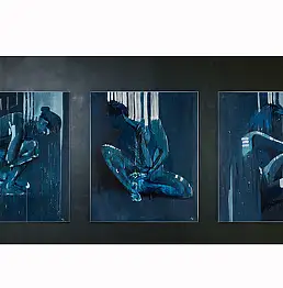 Kamila Sitak, синий триптих, Акрилова картина - холст, 360 x 100