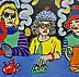Marlena Kuc, trzy lalunie, Obraz olejny - płyta, 35 x 25