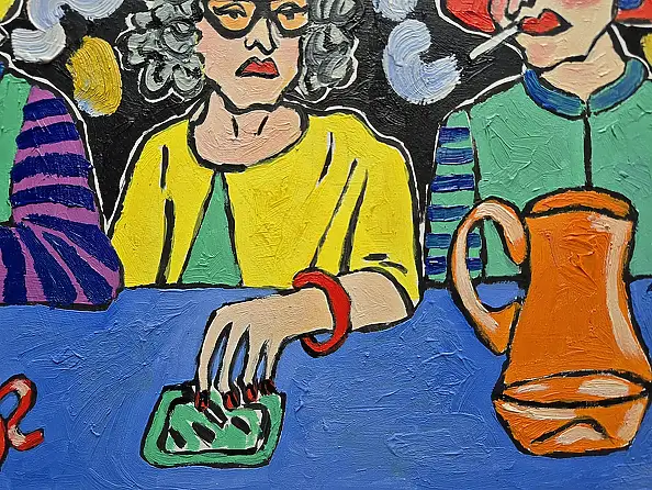 Marlena Kuc, trzy lalunie, Obraz olejny - płyta, 35 x 25