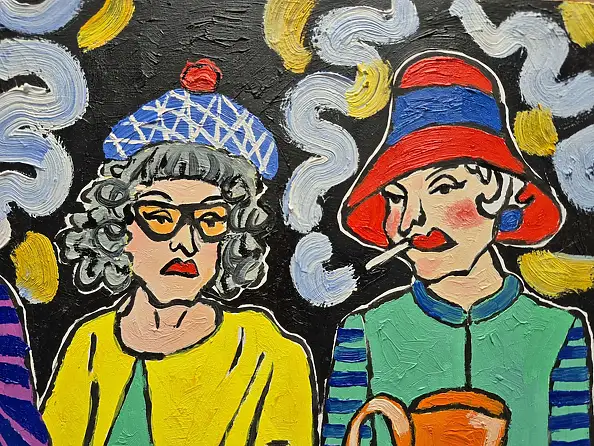 Marlena Kuc, trzy lalunie, Obraz olejny - płyta, 35 x 25