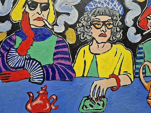 Marlena Kuc, trzy lalunie, Obraz olejny - płyta, 35 x 25