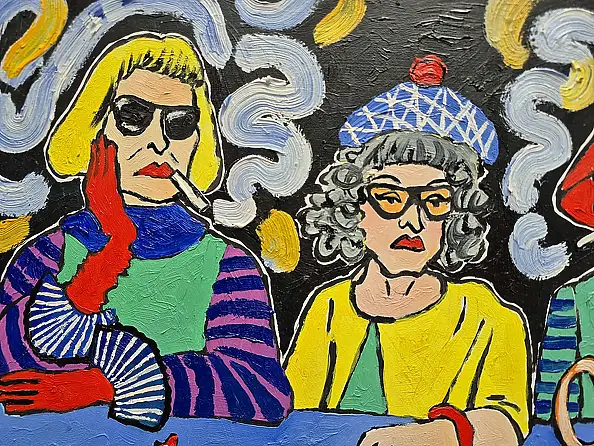 Marlena Kuc, trzy lalunie, Obraz olejny - płyta, 35 x 25