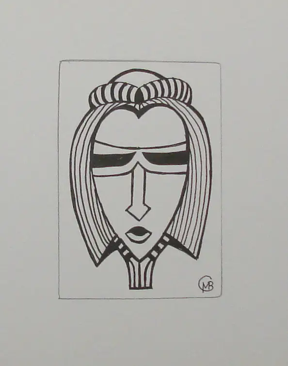 Mieczysław Burda, face01mb 26, Tinte - Papier, 10 x 13