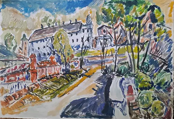 Krzysztof Chrobot, вид на Вавель, Масляная картина - картон/цупкий картон, 50 x 35