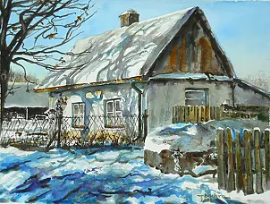 Rafał Bochra - wiejski domek zimą