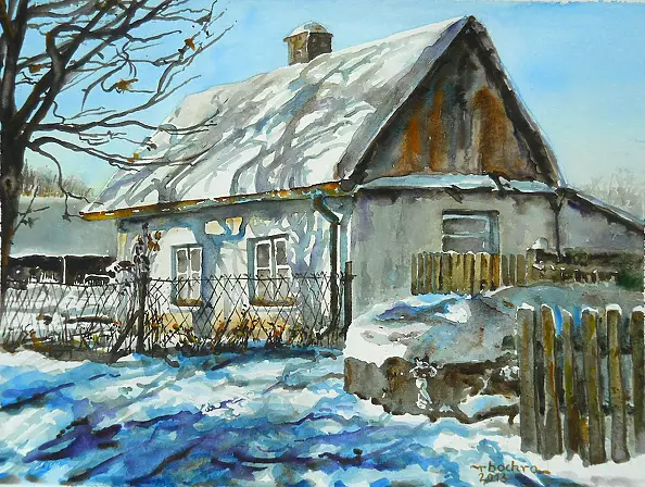 Rafał Bochra - wiejski domek zimą