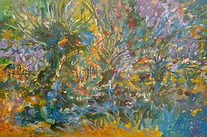 Eryk Maler, Willows in the evening, Oil painting - cardboard/paperboard, canvas, 120 x 80