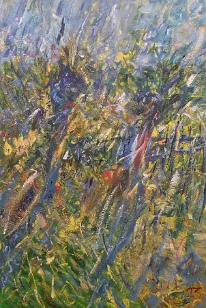 Eryk Maler, willows and their shadows, Oil painting - canvas, 70 x 100