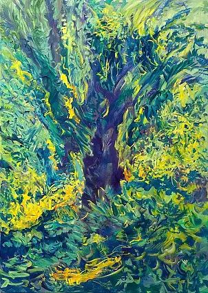 Eryk Maler - willows in Polish painting Willow under the sun - Haloimpressionism