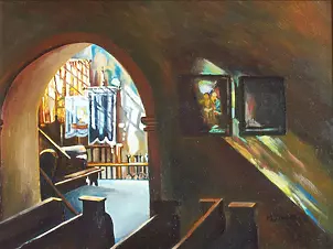 Marek Sabat - Wnętrze kościółka - Szydłów