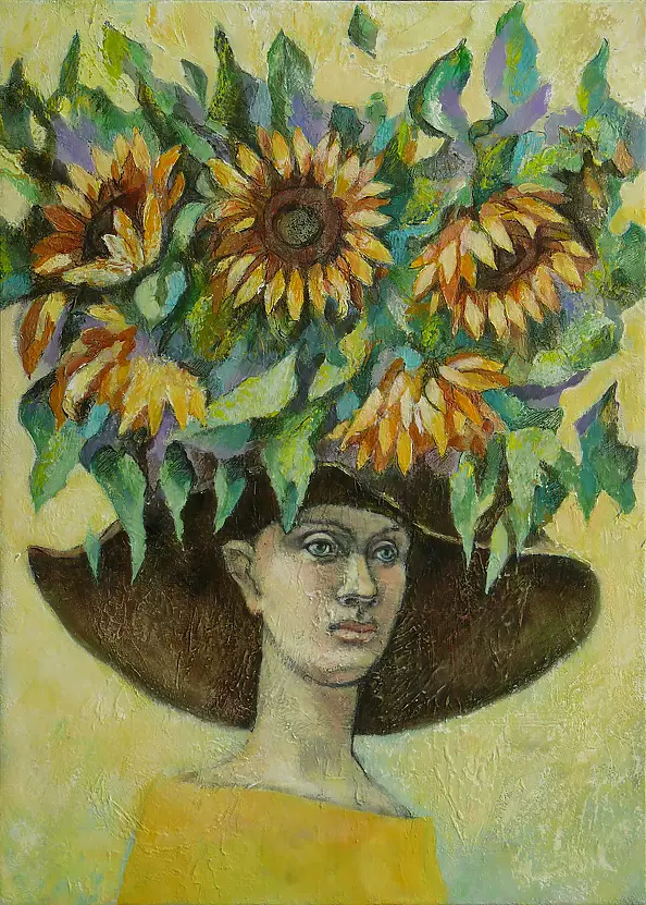 Natalia Stefanova - woman in a hat of flowers