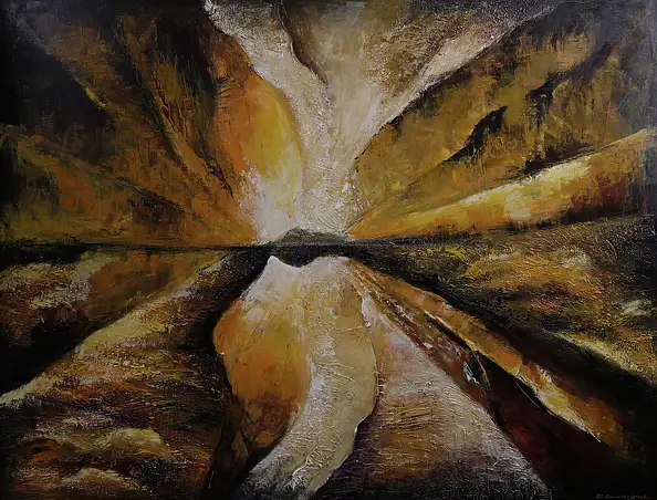 Karina Korduła Bloch, dalla serie "Simmetrie e asimmetrie di riflessione 1", Quadro a olio - tela, 130 x 100