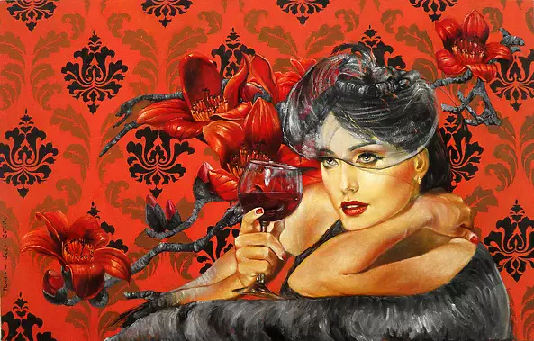 Marlena Selin - z lampką wina