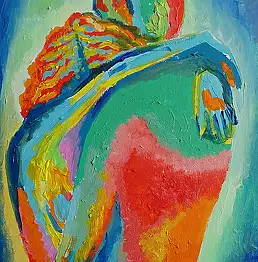 Marlena Kuc, любовники, Масляная картина - плита, 21 x 29