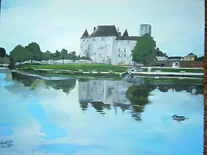   - castle from the thirteenth century in Nemours in France and flowing bobr