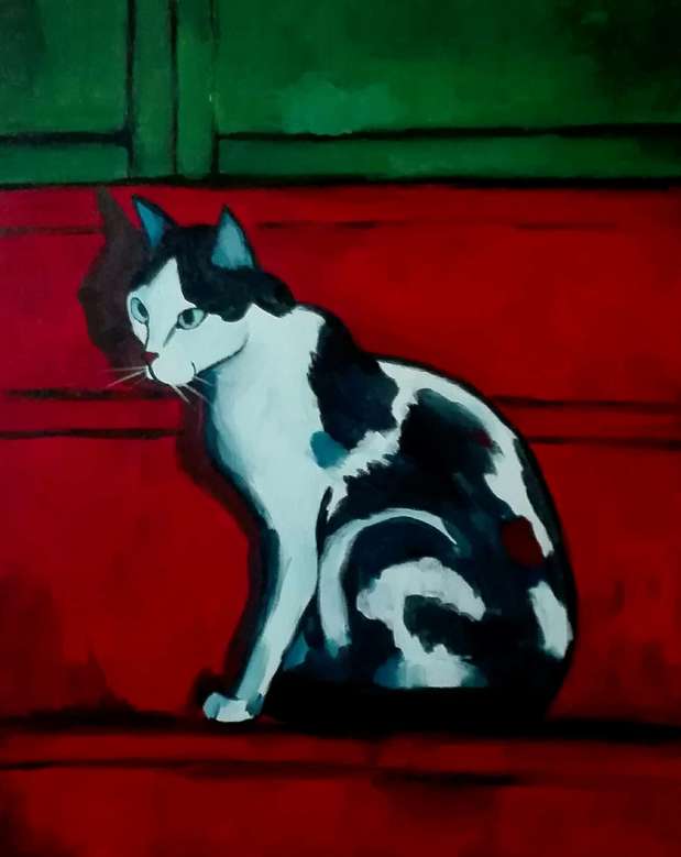 Die Katze auf der roten Treppe Aleksander Poroh