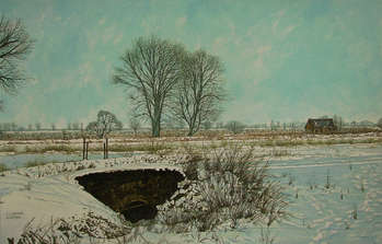 Puczniew - winter landscape with a bridge - Andrzej A Sadowski