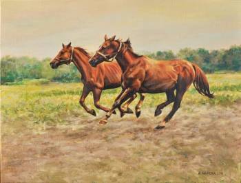 Dwa galopujące konie - Andrzej Hamera