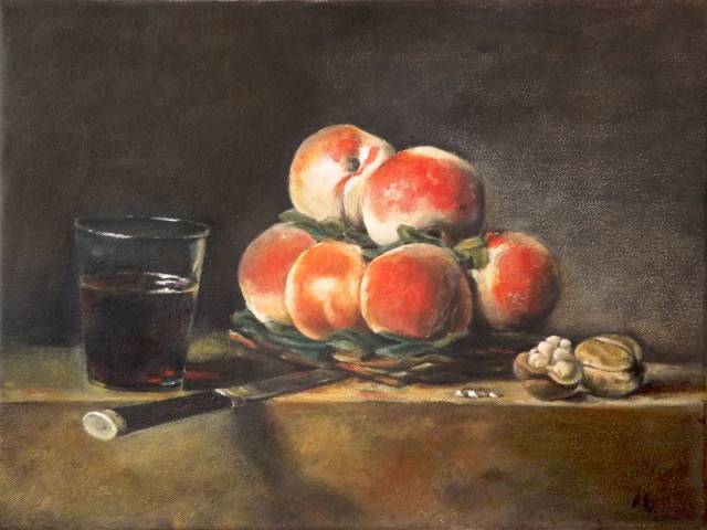 Basket of peaches - fruits Anna Baryła