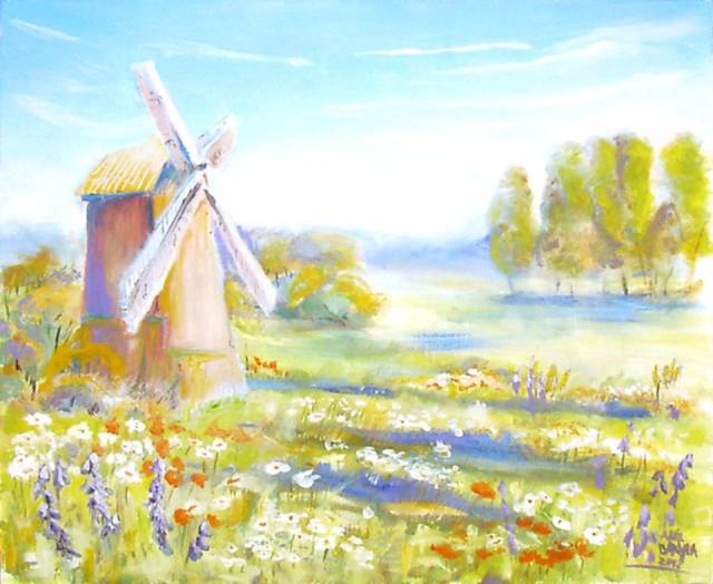 Windmill on a flowery meadow Anna Baryła
