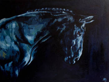 Cavallo nero nella stalla - Anna Ewa Jarosz