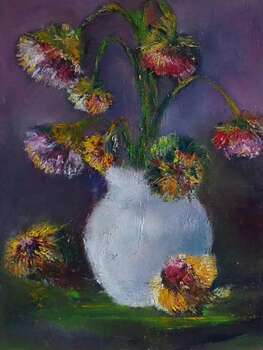 Thistles in a white vase - Anna  Michalczak