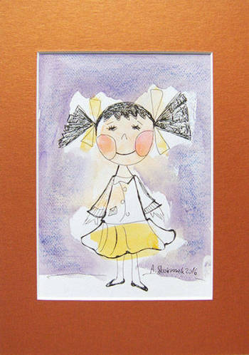 Mała dziewczynka ręcznie malowana ilustracja dla dzieci - Anna Skowronek