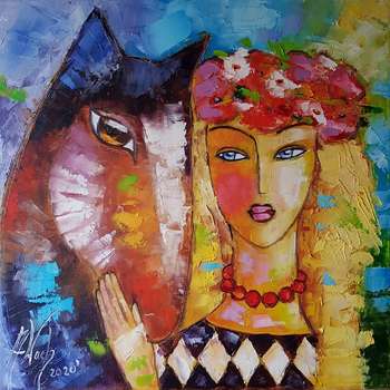 Jungfrau mit einem Pferd III - Anna Wach