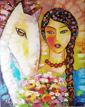 Vergine con un cavallo e un bouquet - Anna Wach