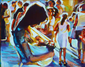 Madre con un bambino al collo - Barbara Gulbinowicz
