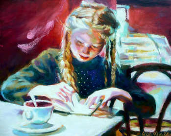 Schoolgirl with a notebook - Barbara Gulbinowicz