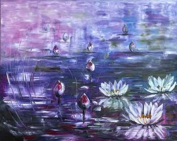 Lilie wodne w fiolecie - Barbara Korczak