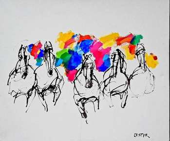 Colorful horses - Bogusław Lustyk