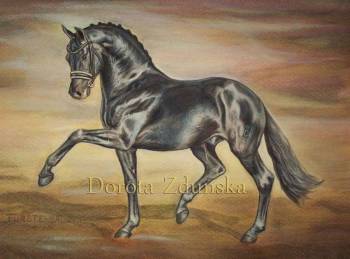 Портрет стариковского жеребца FURSTENBALL -  лошади, картины - ART DOROTHEAH