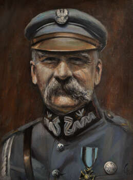 Peinture à l'huile Józef Piłsudski 30/40 Portrait de Gierlach - Damian Gierlach