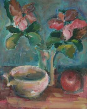 Kwiaty z garnkiem i jabłkiem - Dariusz Marzęta