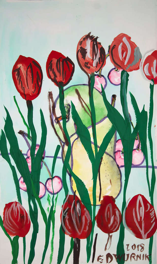 Czerwone Tulipany - AKWARELA Edward Dwurnik
