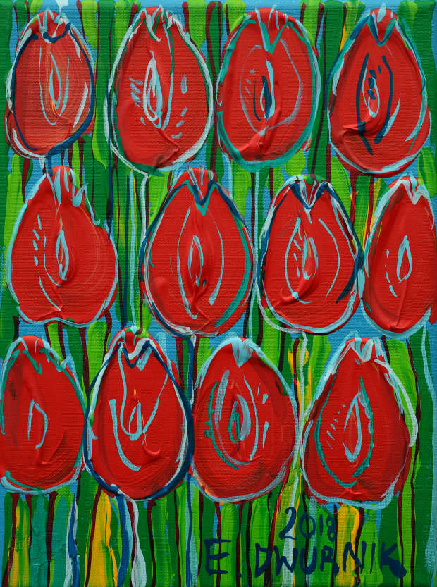 Czerwone tulipany Edward Dwurnik