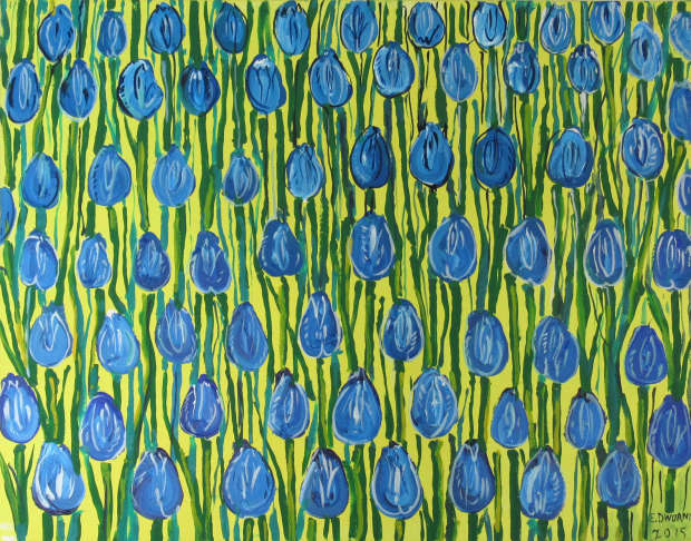 OIL PAINT Yellow tulips, 112x144 cm Edward Dwurnik
