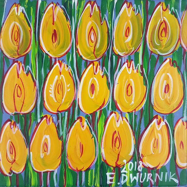 Yellow Tulips - OIL PAINTING Edward Dwurnik
