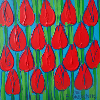 OBRAZ OLEJNY Czerwone tulipany - Edward Dwurnik