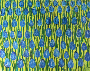OBRAZ OLEJNY Żółte tulipany, 112x144 cm - Edward Dwurnik