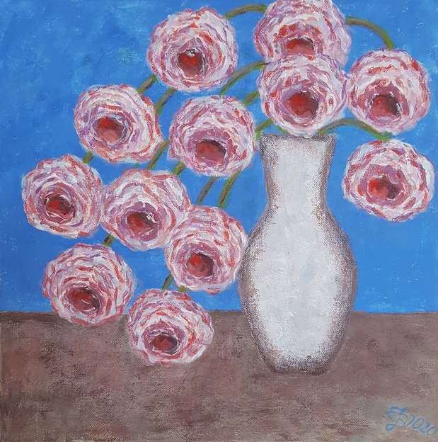 Róże w białym wazonie Edyta  Jachowicz- Bąk