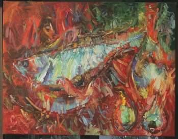 Рыба на красном, 70х90 см, 2010 - Eryk Maler